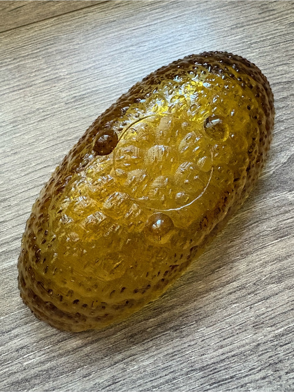 Vintage Amber Glass Pickle Dish / Oval Textured Trinket Bowl - Picture 4 of 8